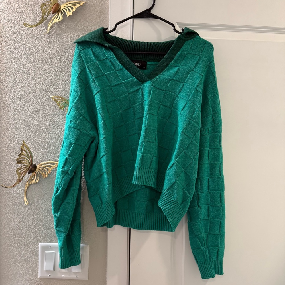 Cider Green V-Neck Sweater